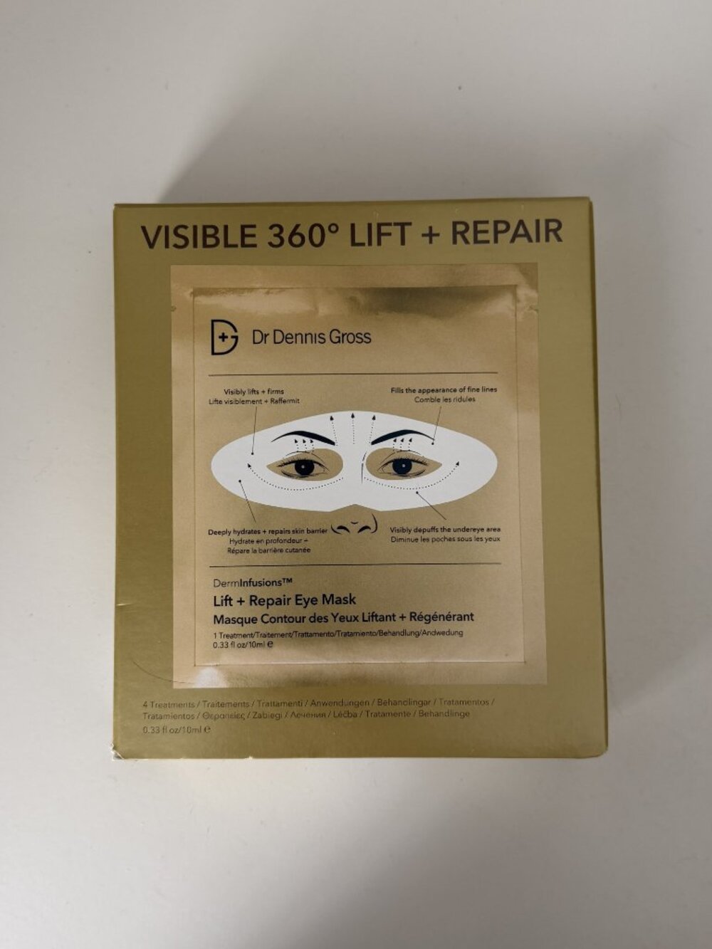 NWT Dr. Dennis Gross DermInfusions Lift + Repair Eye Mask 4 Treatments